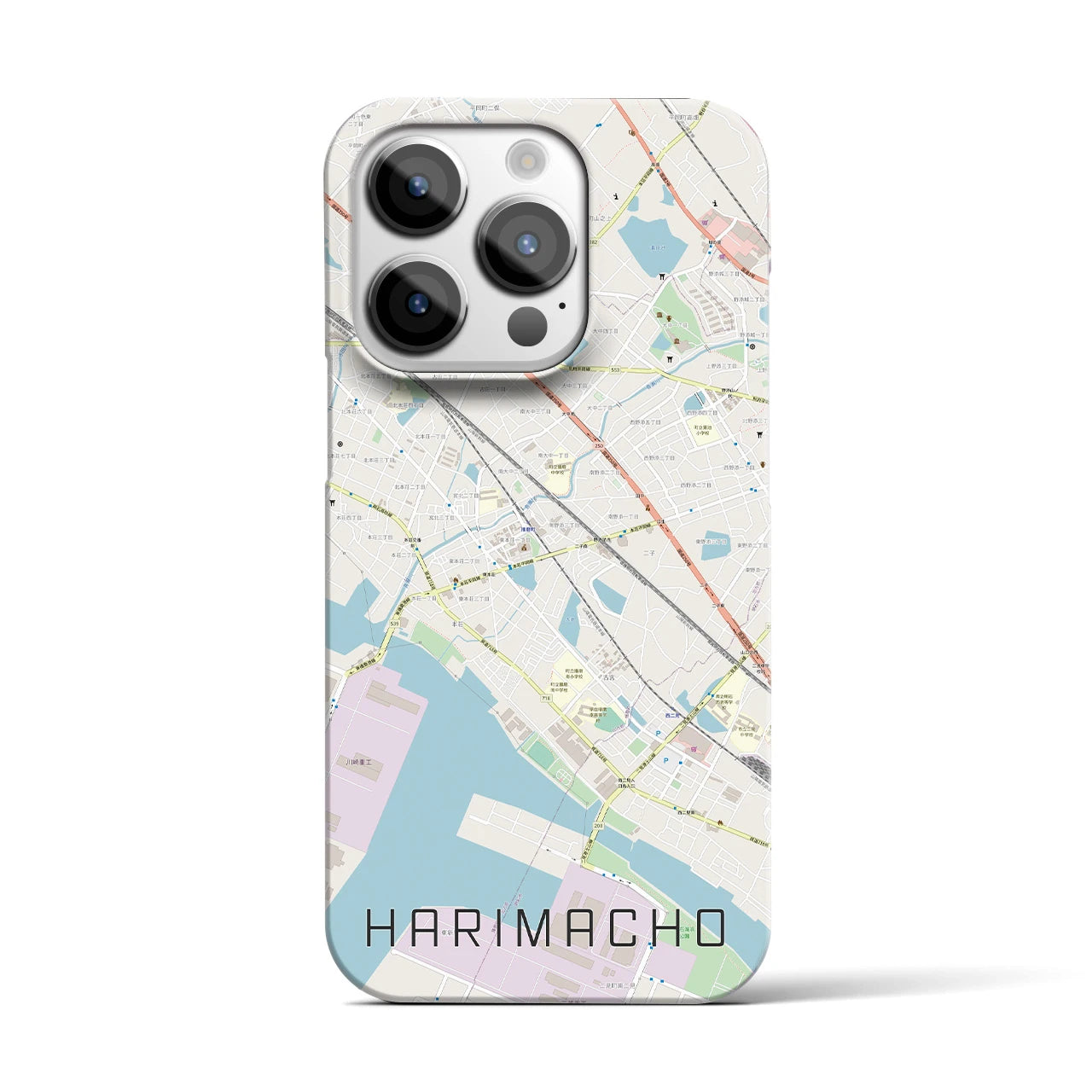 【播磨町】地図柄iPhoneケース（バックカバータイプ・ナチュラル）iPhone 14 Pro 用