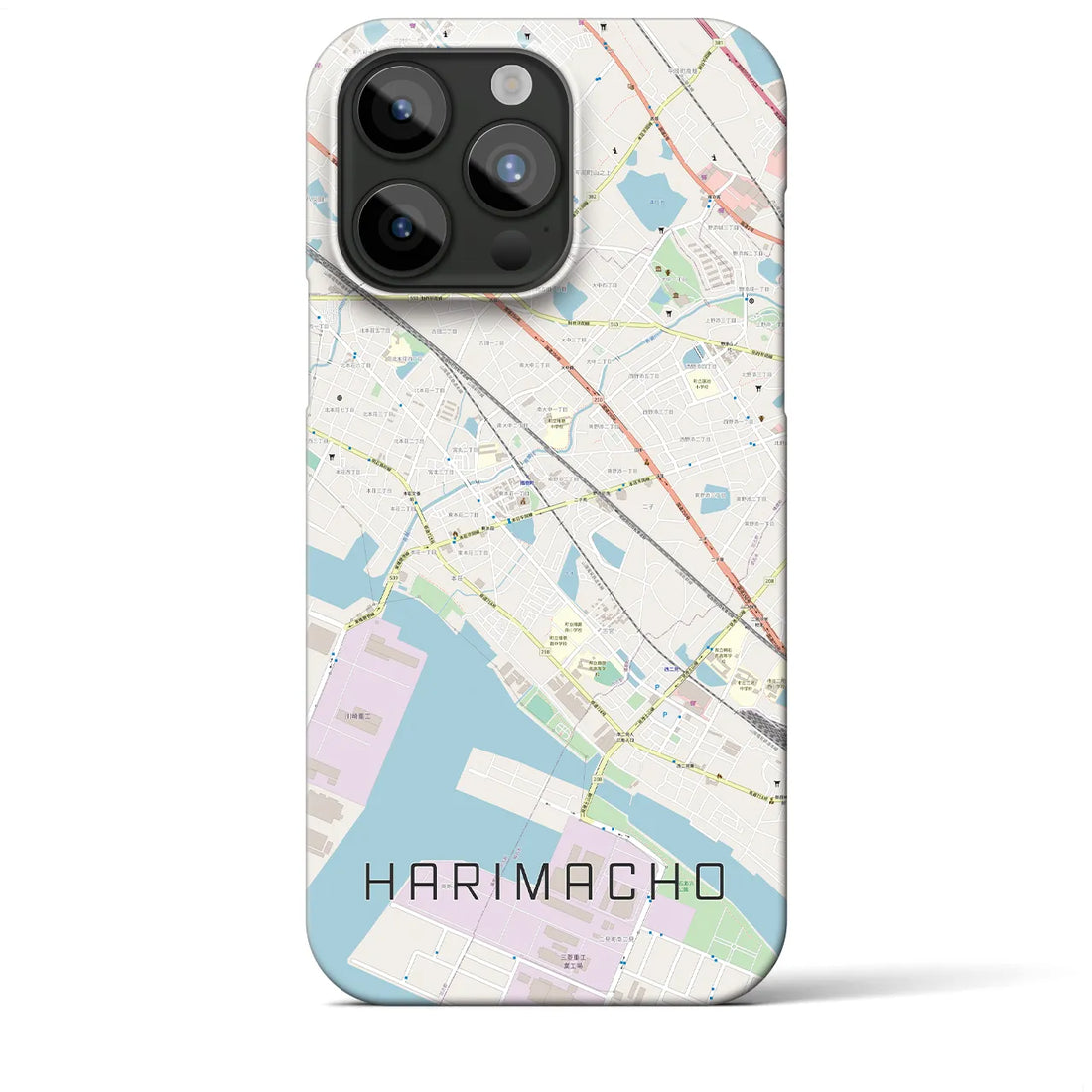 【播磨町】地図柄iPhoneケース（バックカバータイプ・ナチュラル）iPhone 15 Pro Max 用