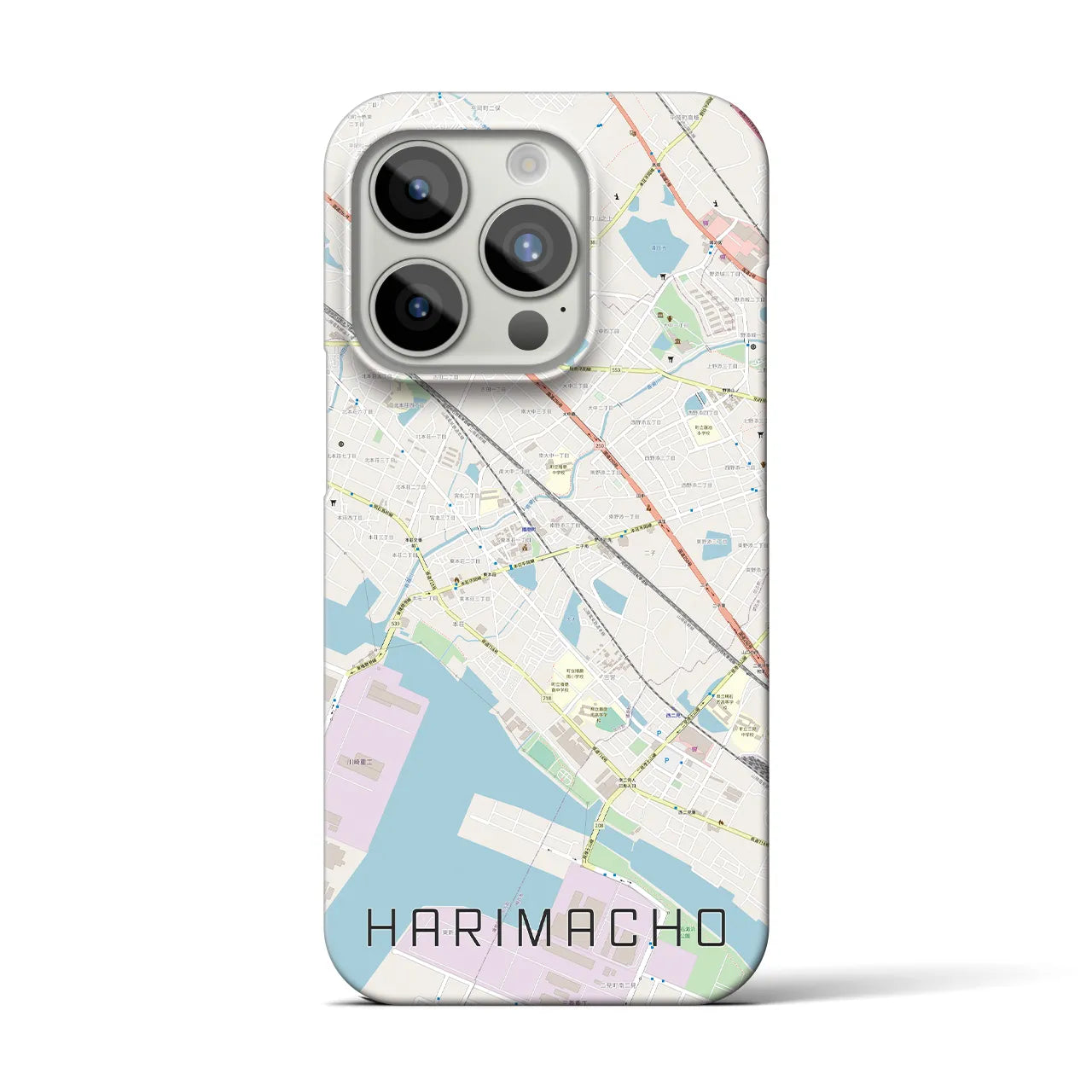 【播磨町】地図柄iPhoneケース（バックカバータイプ・ナチュラル）iPhone 15 Pro 用
