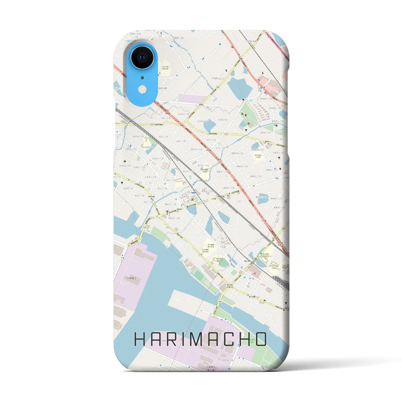 【播磨町】地図柄iPhoneケース（バックカバータイプ・ナチュラル）iPhone XR 用