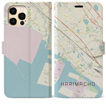 【播磨町（兵庫県）】地図柄iPhoneケース（手帳タイプ）ナチュラル・iPhone 12 Pro Max 用