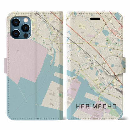 【播磨町（兵庫県）】地図柄iPhoneケース（手帳タイプ）ナチュラル・iPhone 12 / 12 Pro 用