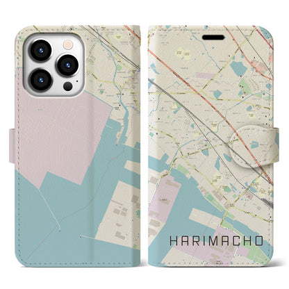 【播磨町（兵庫県）】地図柄iPhoneケース（手帳タイプ）ナチュラル・iPhone 13 Pro 用