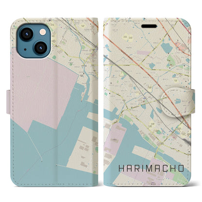 【播磨町（兵庫県）】地図柄iPhoneケース（手帳タイプ）ナチュラル・iPhone 13 用