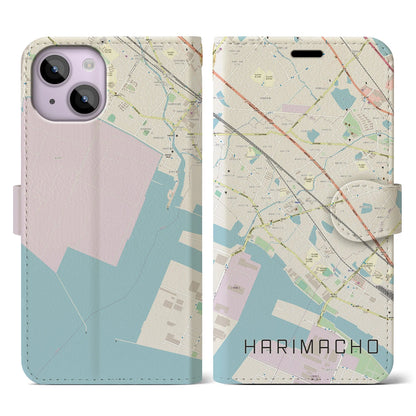 【播磨町（兵庫県）】地図柄iPhoneケース（手帳タイプ）ナチュラル・iPhone 14 用