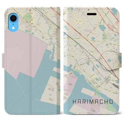 【播磨町（兵庫県）】地図柄iPhoneケース（手帳タイプ）ナチュラル・iPhone XR 用