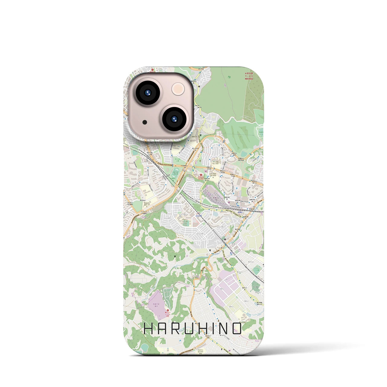 【はるひ野】地図柄iPhoneケース（バックカバータイプ・ナチュラル）iPhone 13 mini 用