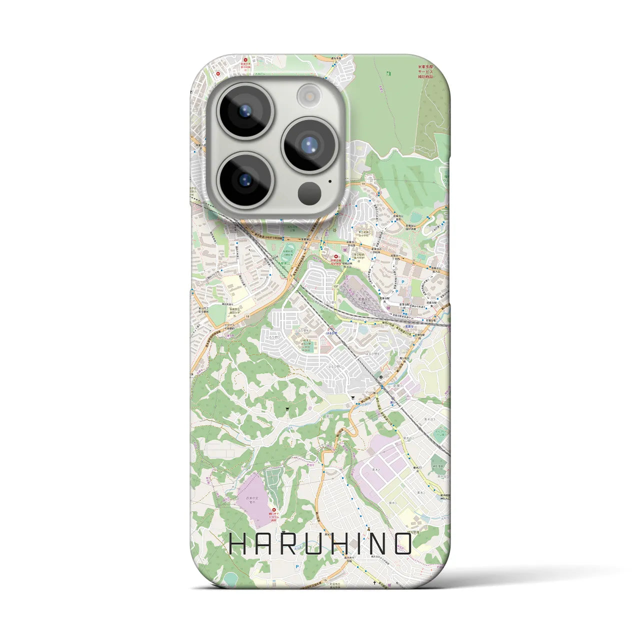 【はるひ野】地図柄iPhoneケース（バックカバータイプ・ナチュラル）iPhone 15 Pro 用