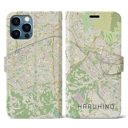 【はるひ野（神奈川県）】地図柄iPhoneケース（手帳タイプ）ナチュラル・iPhone 12 / 12 Pro 用