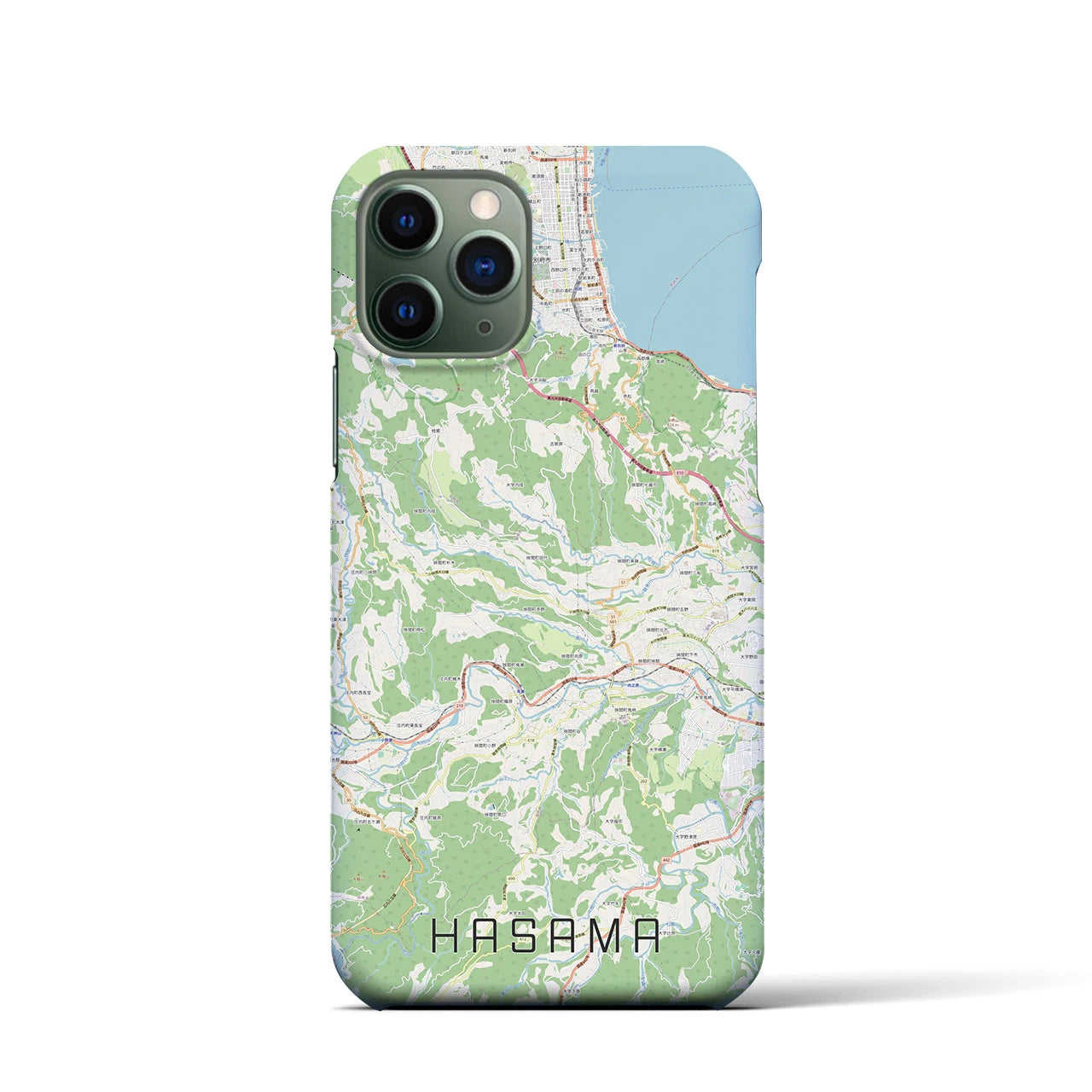 【挾間】地図柄iPhoneケース（バックカバータイプ・ナチュラル）iPhone 11 Pro 用