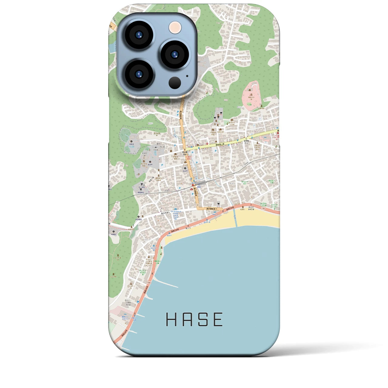【長谷】地図柄iPhoneケース（バックカバータイプ・ナチュラル）iPhone 13 Pro Max 用
