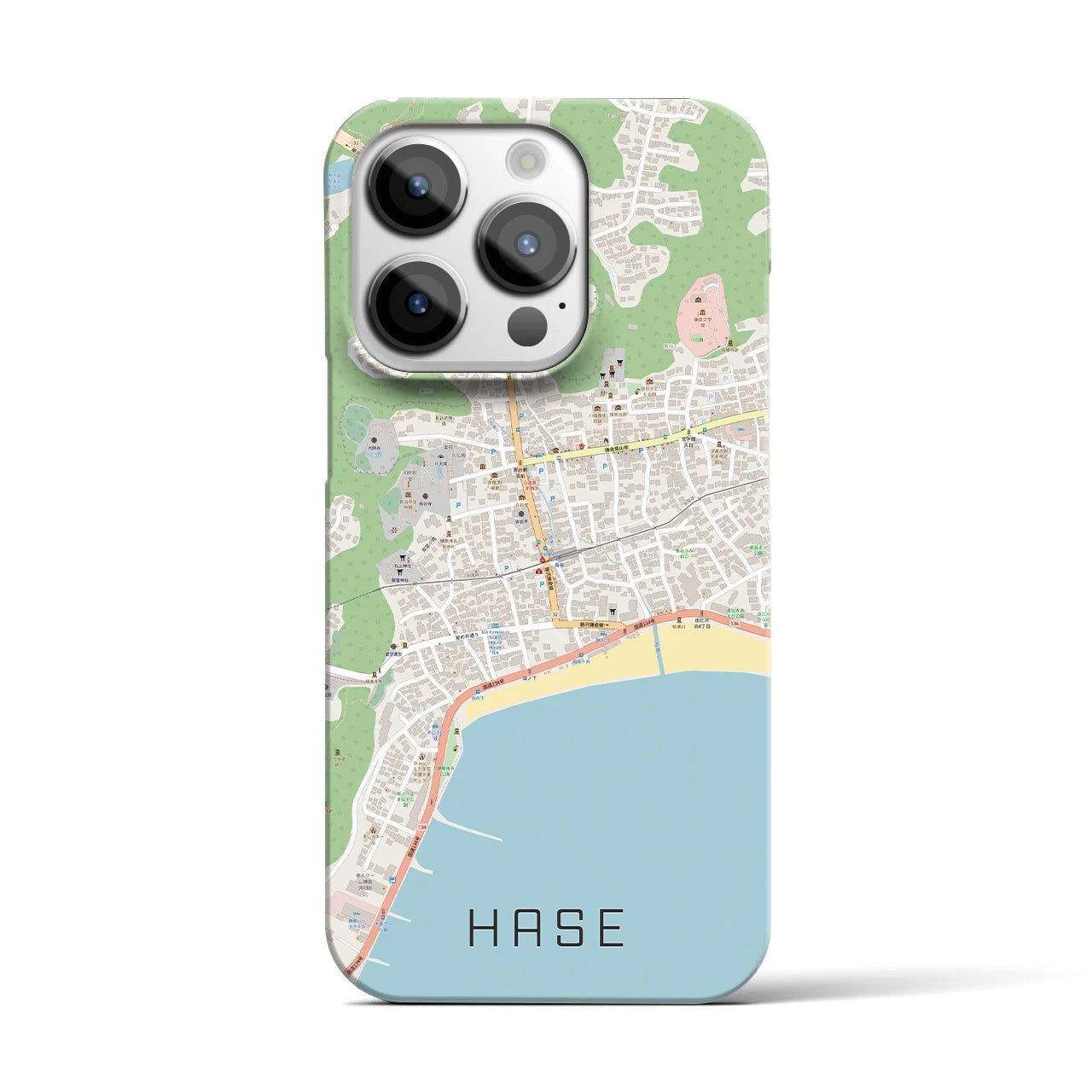 【長谷】地図柄iPhoneケース（バックカバータイプ・ナチュラル）iPhone 14 Pro 用