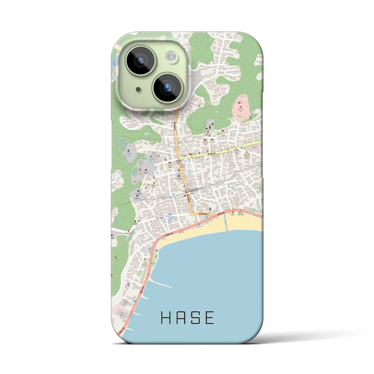 【長谷】地図柄iPhoneケース（バックカバータイプ・ナチュラル）iPhone 15 用