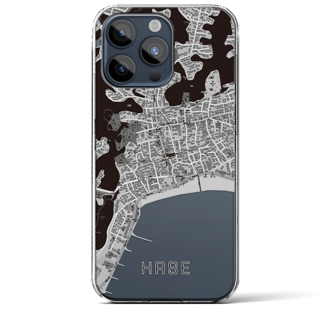 【長谷】地図柄iPhoneケース（クリアタイプ・モノトーン）iPhone 15 Pro Max 用