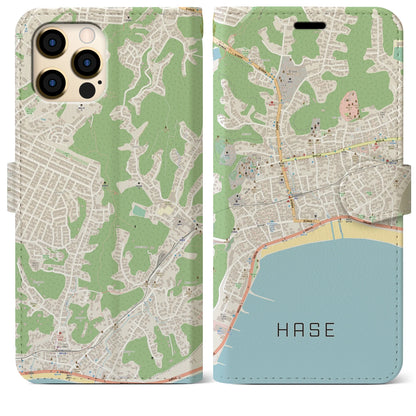 【長谷】地図柄iPhoneケース（手帳両面タイプ・ナチュラル）iPhone 12 Pro Max 用