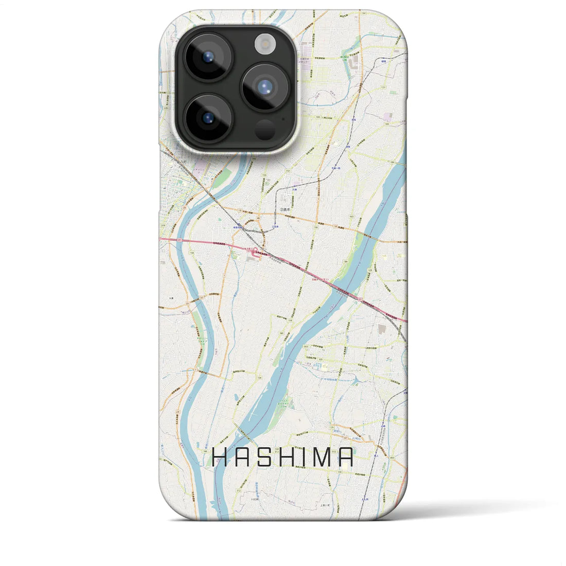 【羽島】地図柄iPhoneケース（バックカバータイプ・ナチュラル）iPhone 15 Pro Max 用