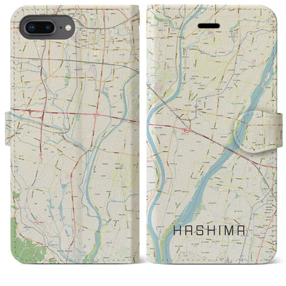 【羽島（岐阜県）】地図柄iPhoneケース（手帳タイプ）ナチュラル・iPhone 8Plus /7Plus / 6sPlus / 6Plus 用