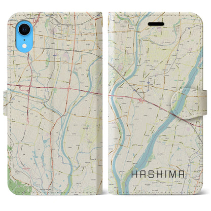 【羽島（岐阜県）】地図柄iPhoneケース（手帳タイプ）ナチュラル・iPhone XR 用