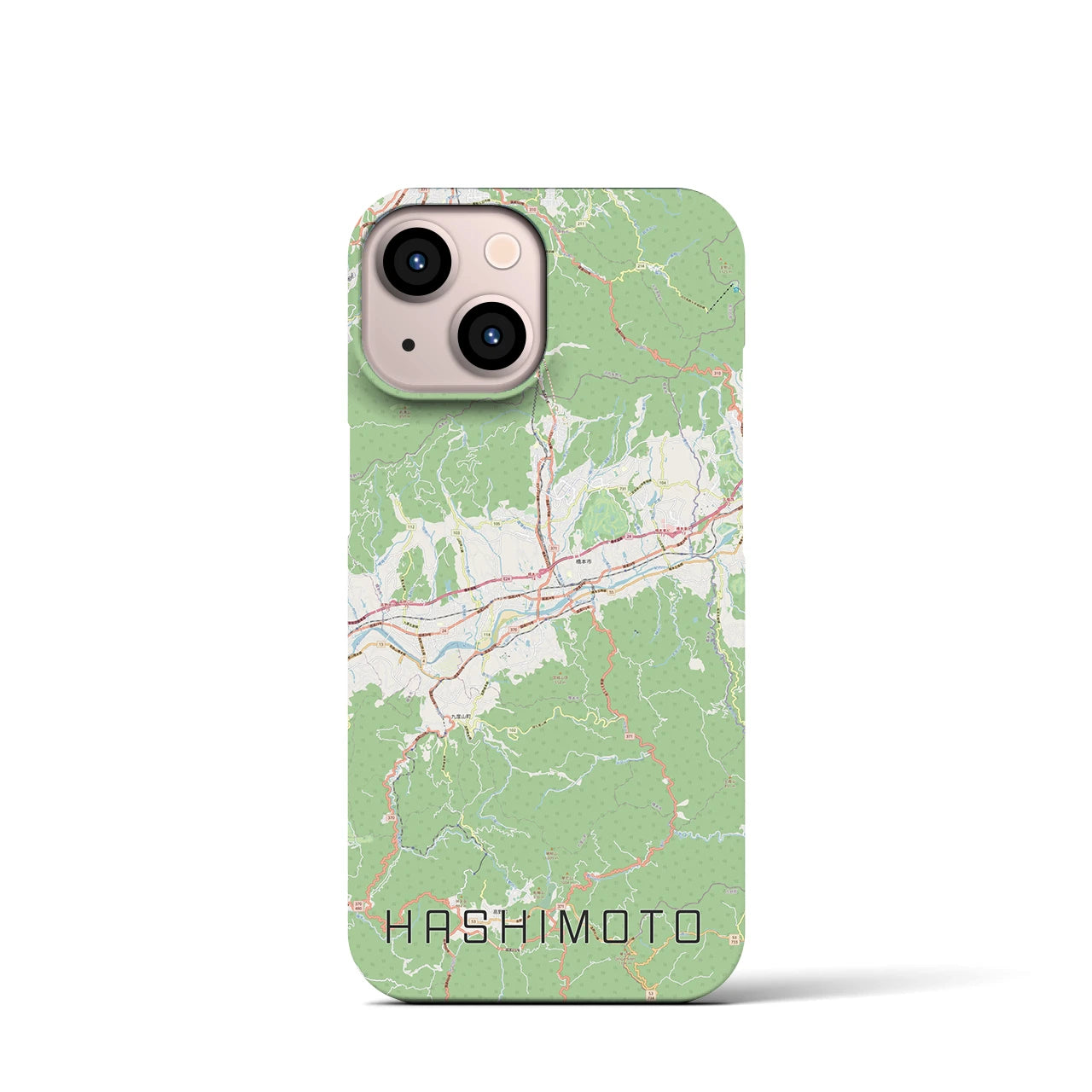【橋本（和歌山県）】地図柄iPhoneケース（バックカバータイプ・ナチュラル）iPhone 13 mini 用