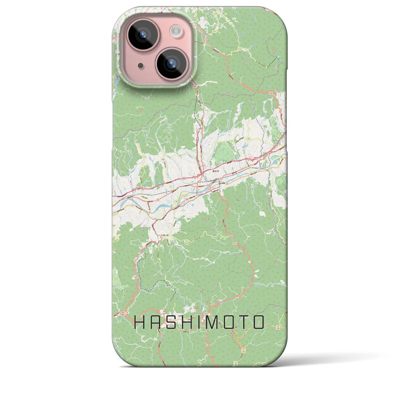 【橋本（和歌山県）】地図柄iPhoneケース（バックカバータイプ・ナチュラル）iPhone 15 Plus 用