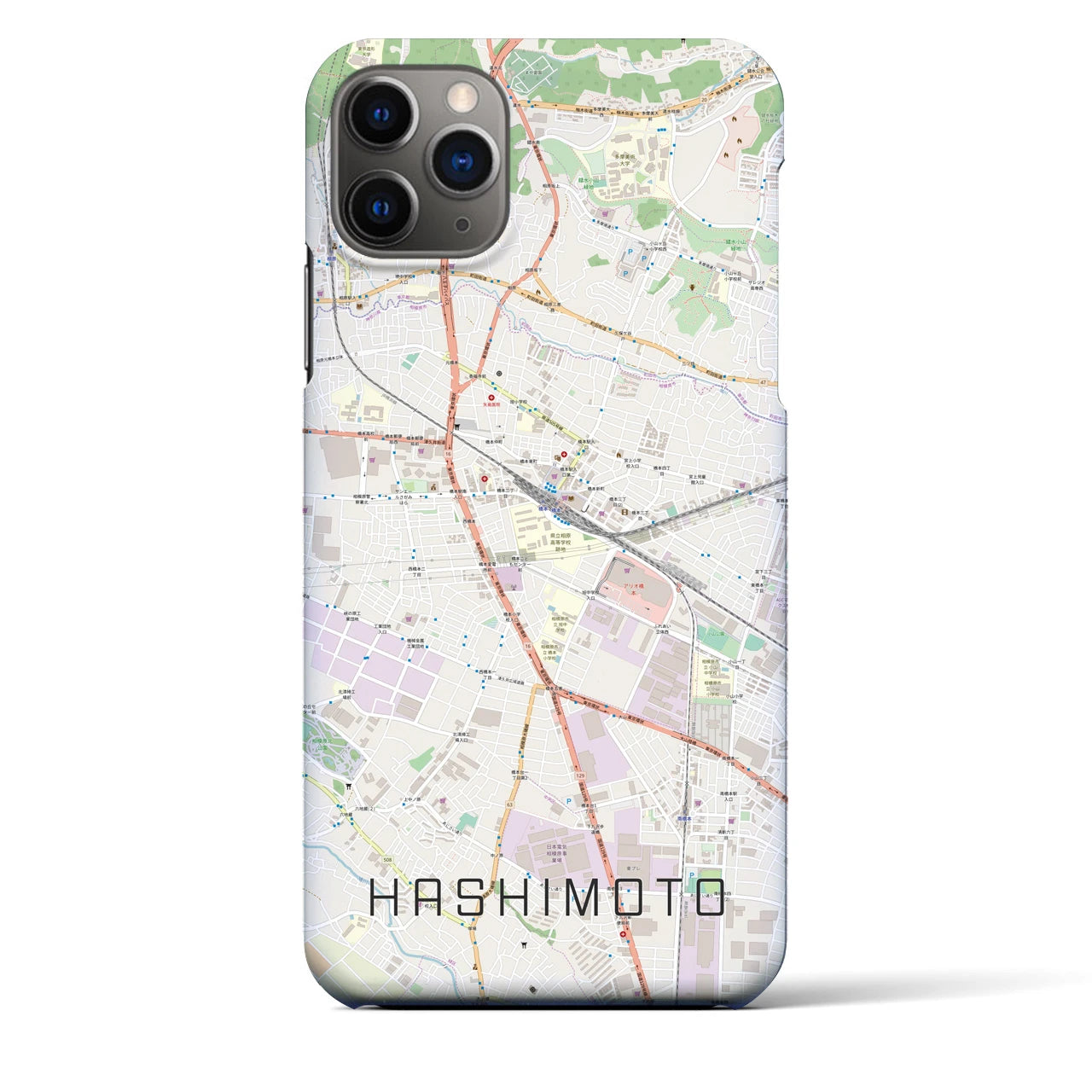【橋本】地図柄iPhoneケース（バックカバータイプ・ナチュラル）iPhone 11 Pro Max 用