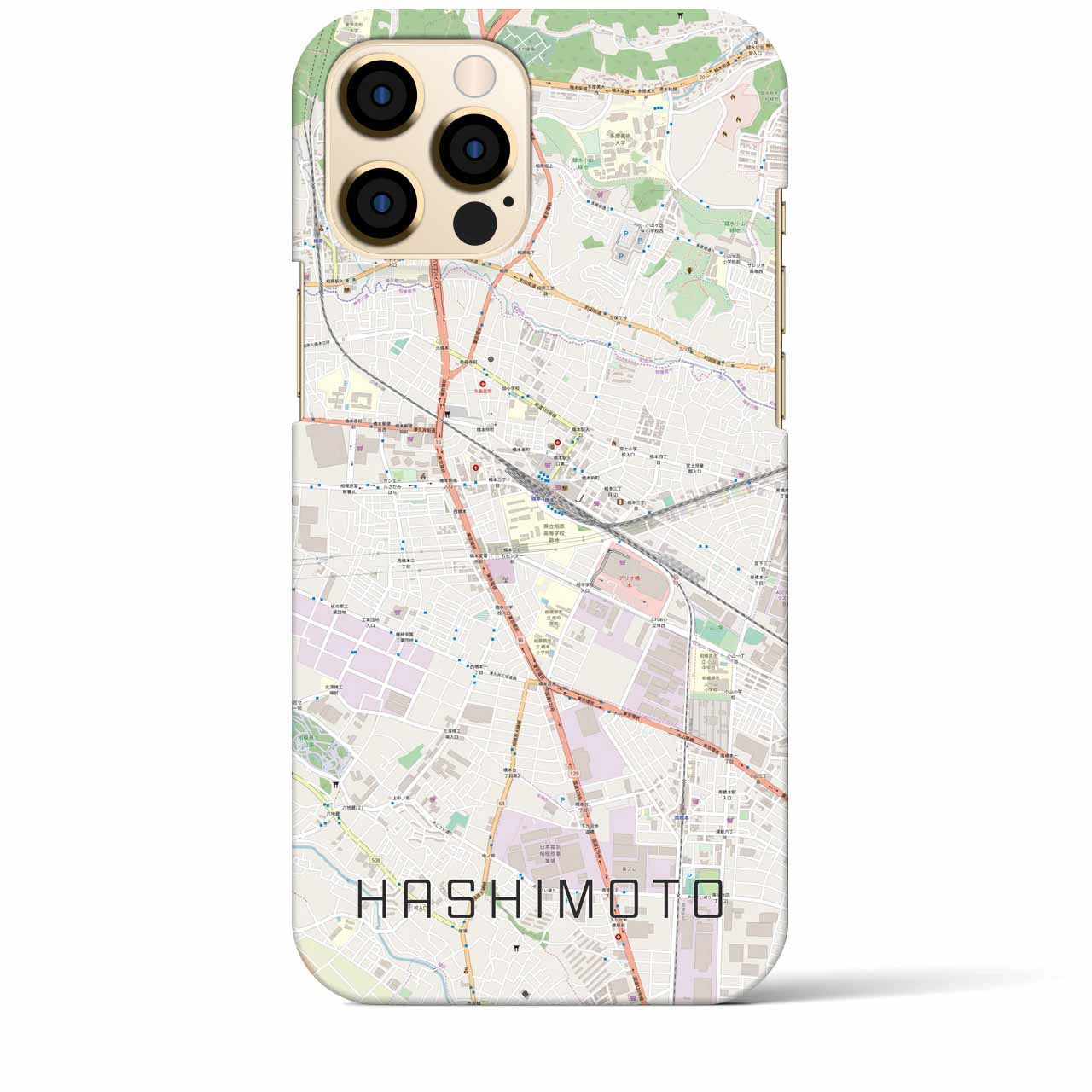 【橋本】地図柄iPhoneケース（バックカバータイプ・ナチュラル）iPhone 12 Pro Max 用