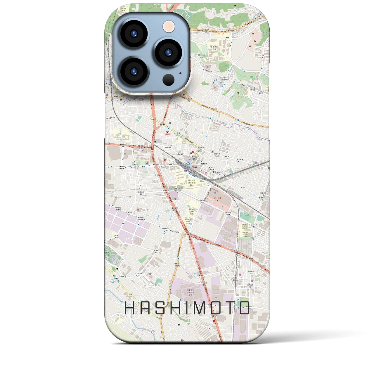 【橋本】地図柄iPhoneケース（バックカバータイプ・ナチュラル）iPhone 13 Pro Max 用