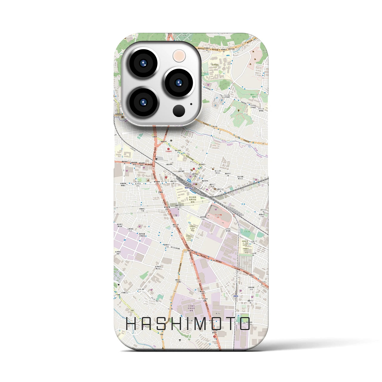 【橋本】地図柄iPhoneケース（バックカバータイプ・ナチュラル）iPhone 13 Pro 用