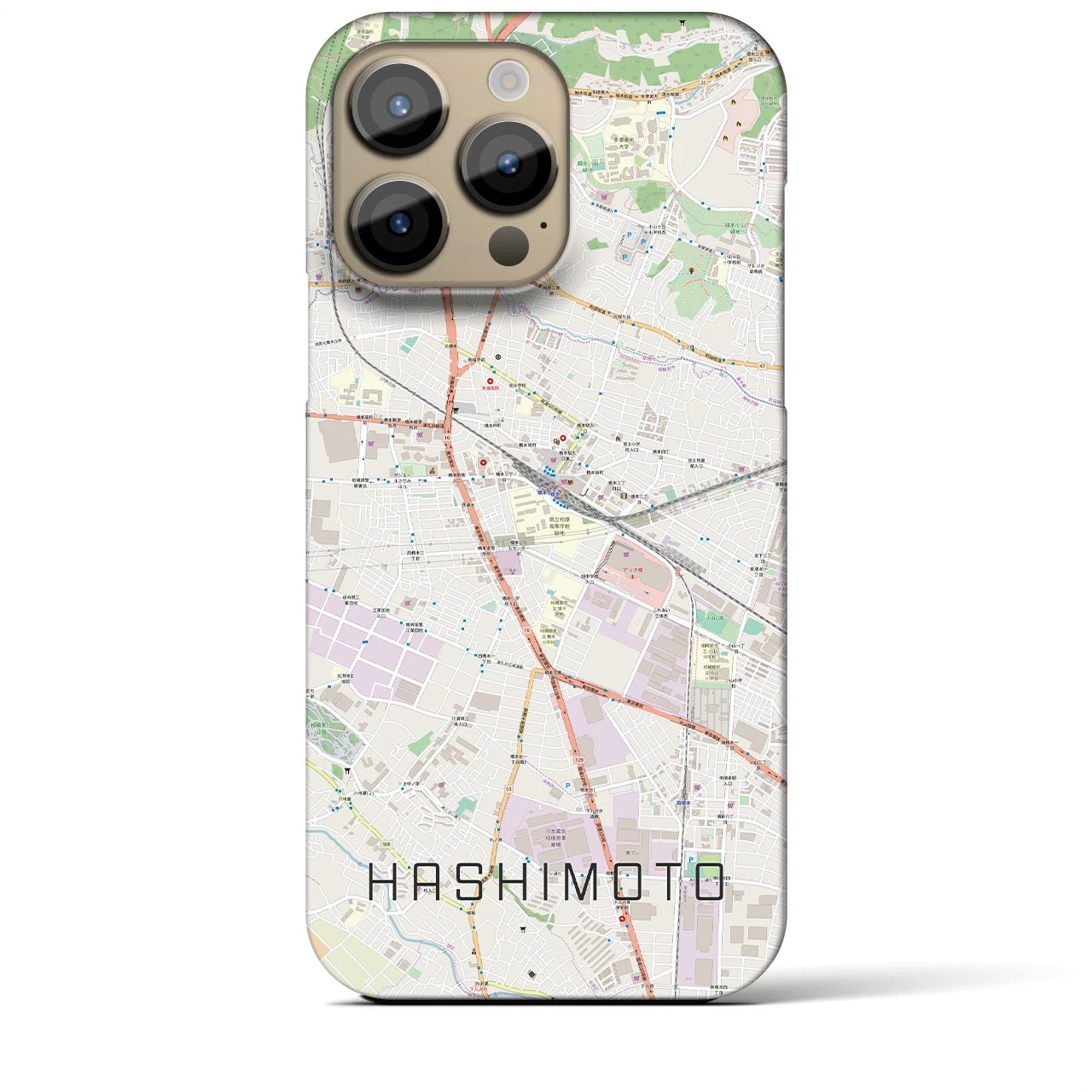 【橋本】地図柄iPhoneケース（バックカバータイプ・ナチュラル）iPhone 14 Pro Max 用
