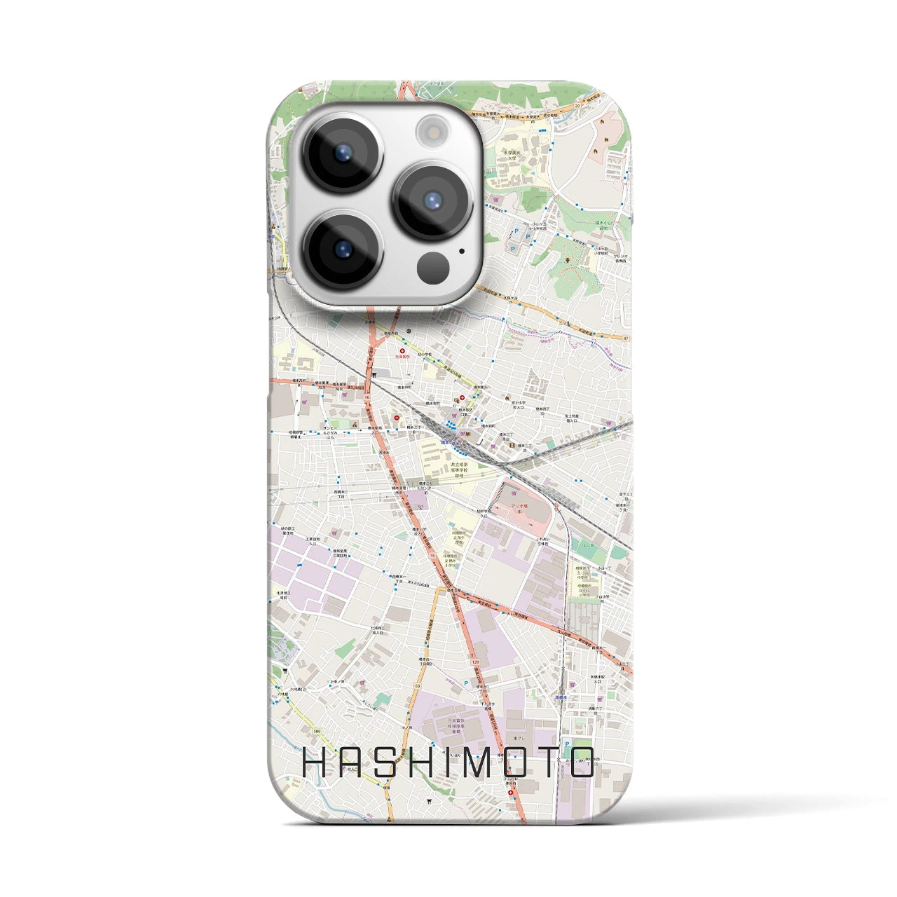 【橋本】地図柄iPhoneケース（バックカバータイプ・ナチュラル）iPhone 14 Pro 用