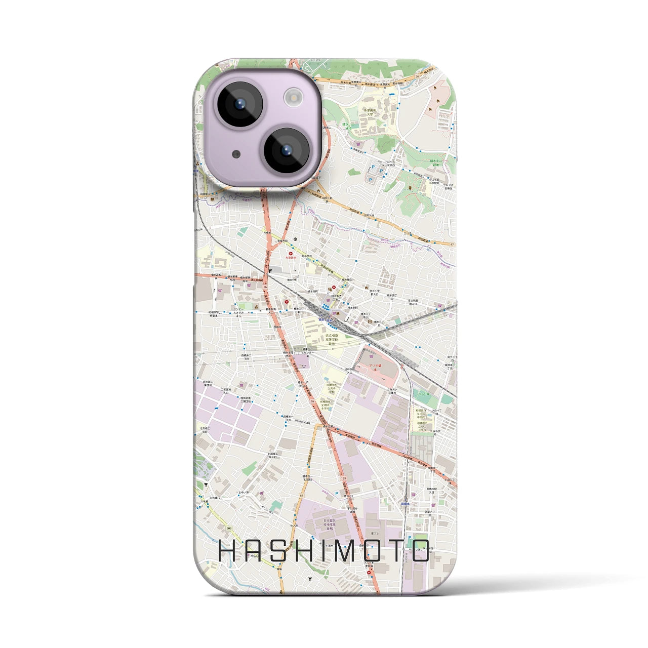 【橋本】地図柄iPhoneケース（バックカバータイプ・ナチュラル）iPhone 14 用