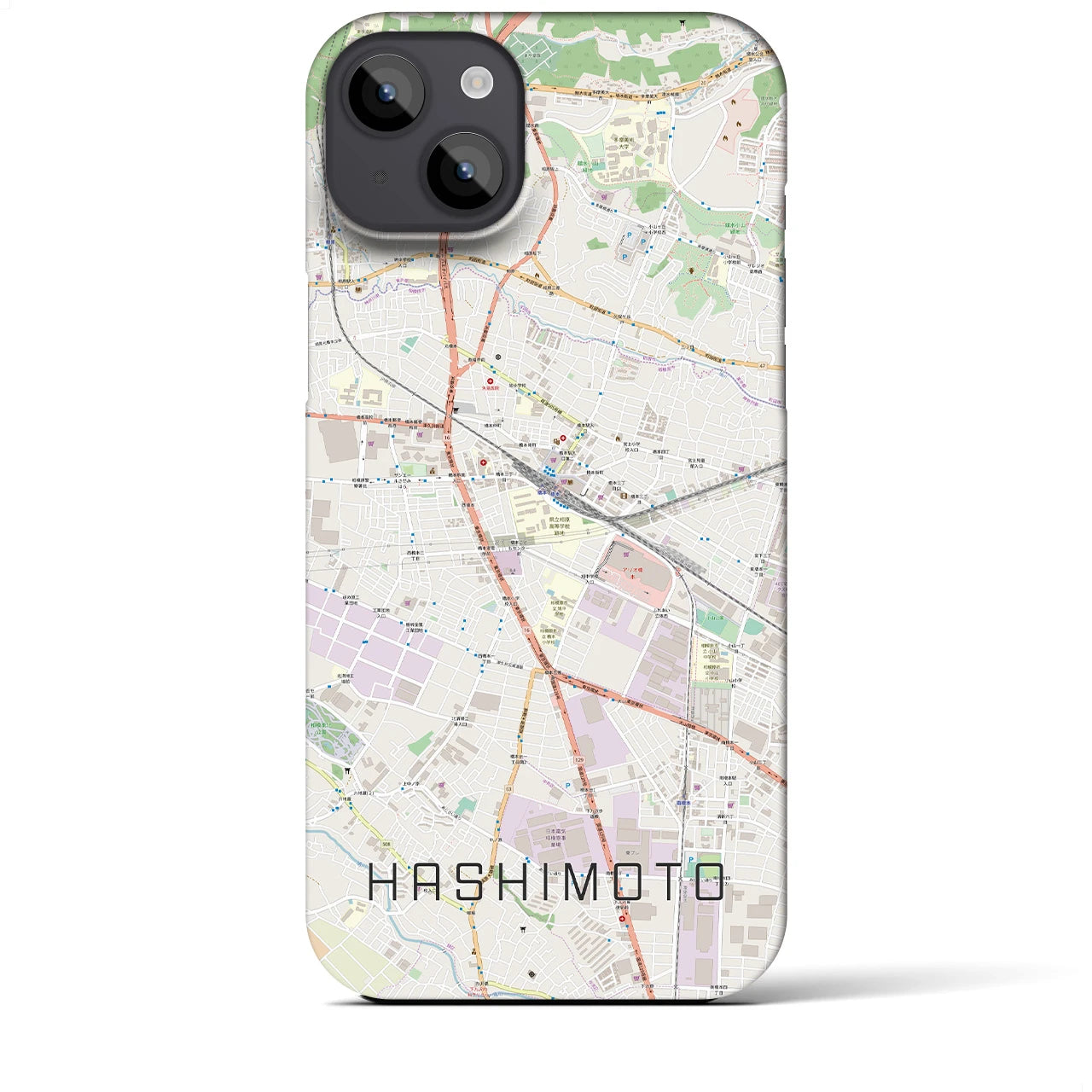 【橋本】地図柄iPhoneケース（バックカバータイプ・ナチュラル）iPhone 14 Plus 用