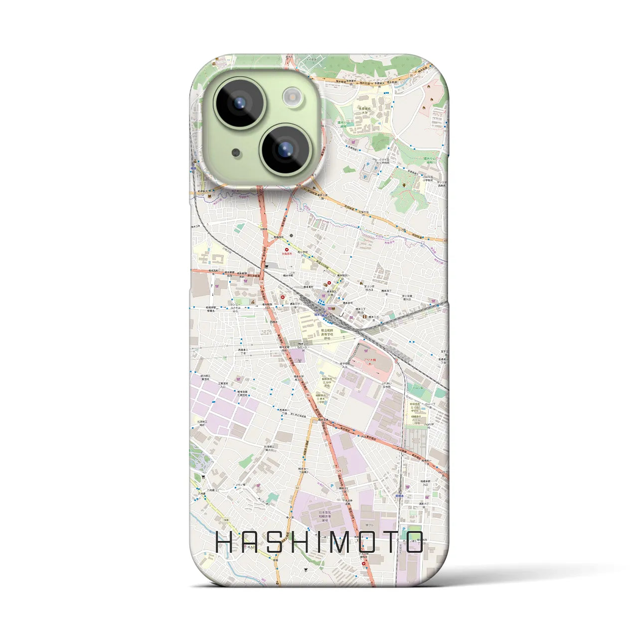 【橋本】地図柄iPhoneケース（バックカバータイプ・ナチュラル）iPhone 15 用