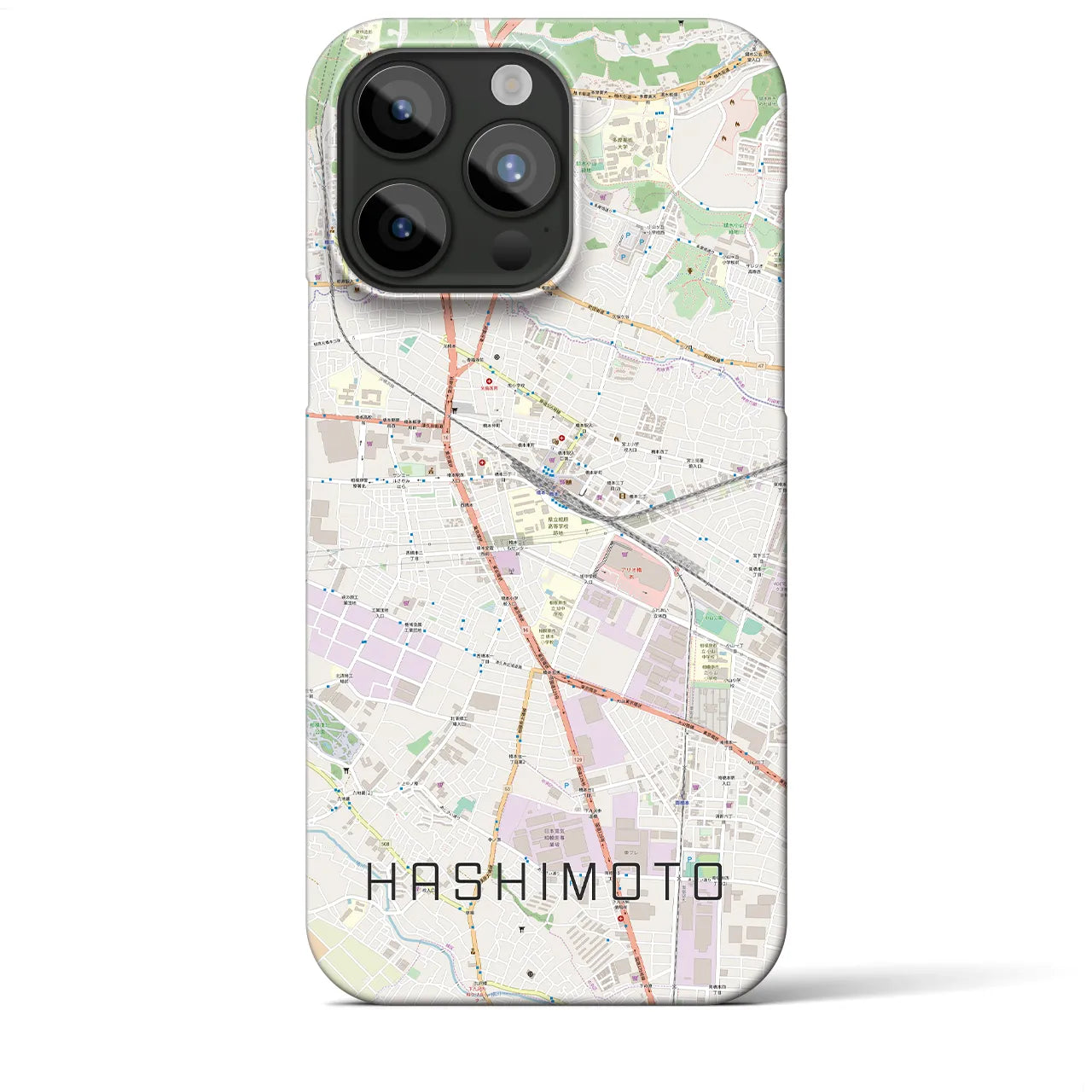 【橋本】地図柄iPhoneケース（バックカバータイプ・ナチュラル）iPhone 15 Pro Max 用