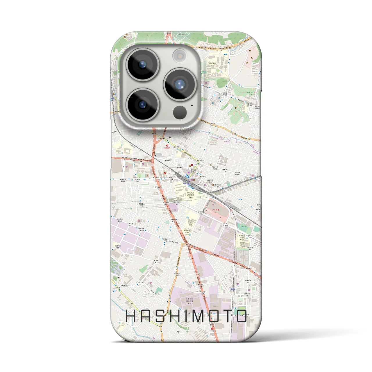 【橋本】地図柄iPhoneケース（バックカバータイプ・ナチュラル）iPhone 15 Pro 用