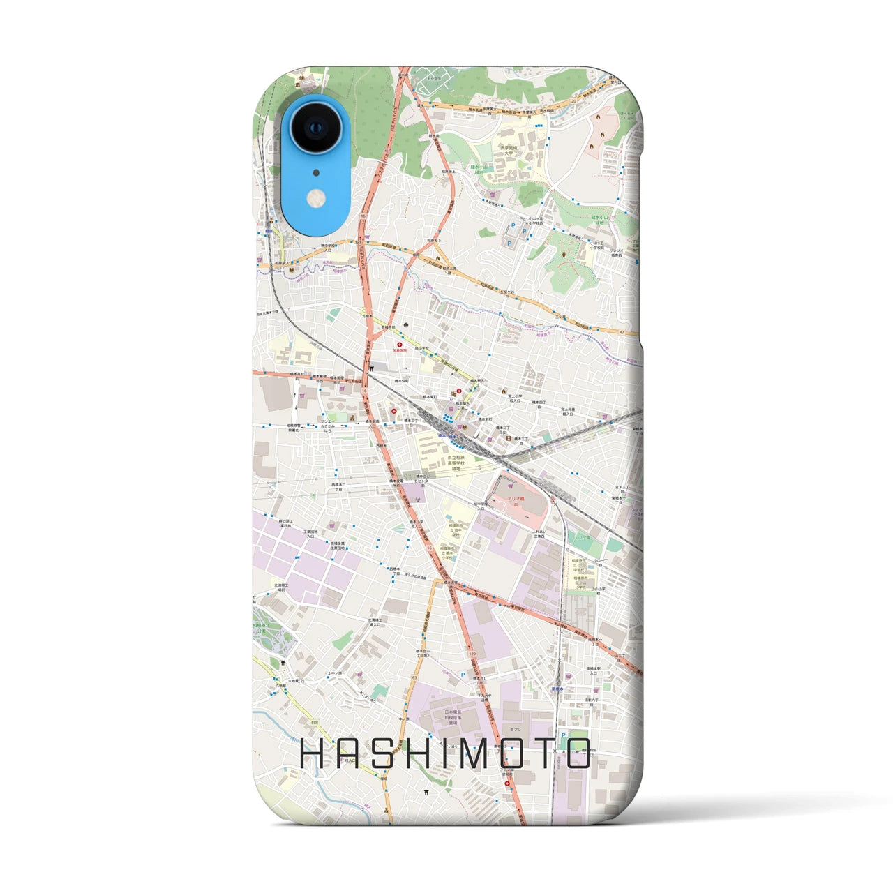 【橋本】地図柄iPhoneケース（バックカバータイプ・ナチュラル）iPhone XR 用