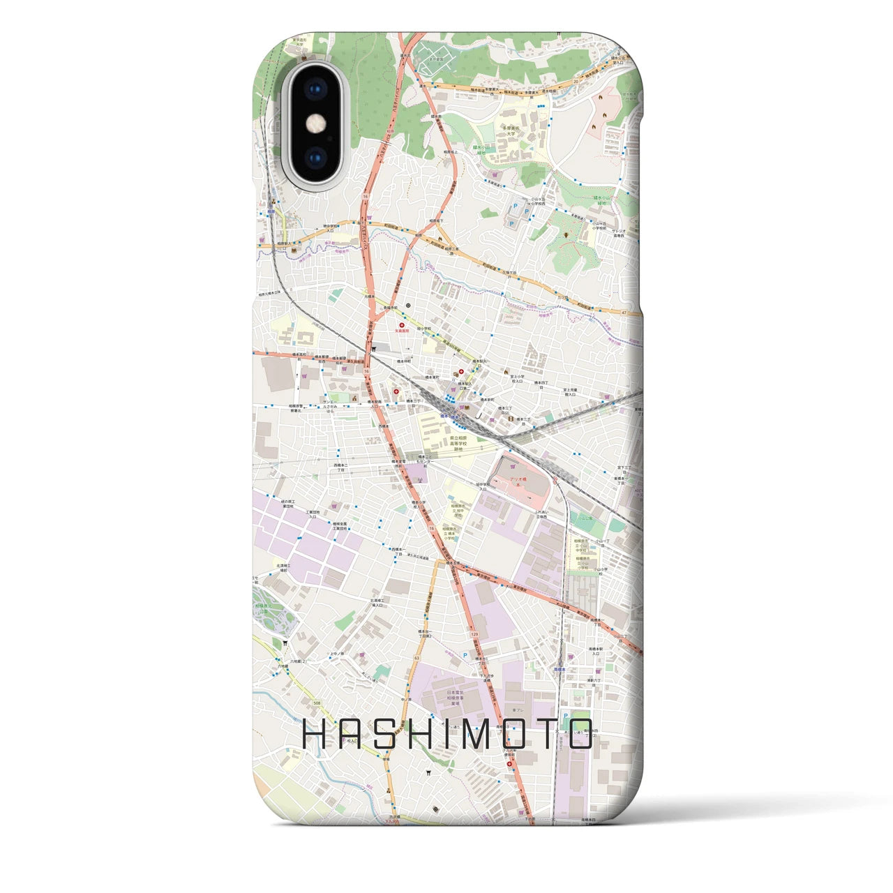 【橋本】地図柄iPhoneケース（バックカバータイプ・ナチュラル）iPhone XS Max 用