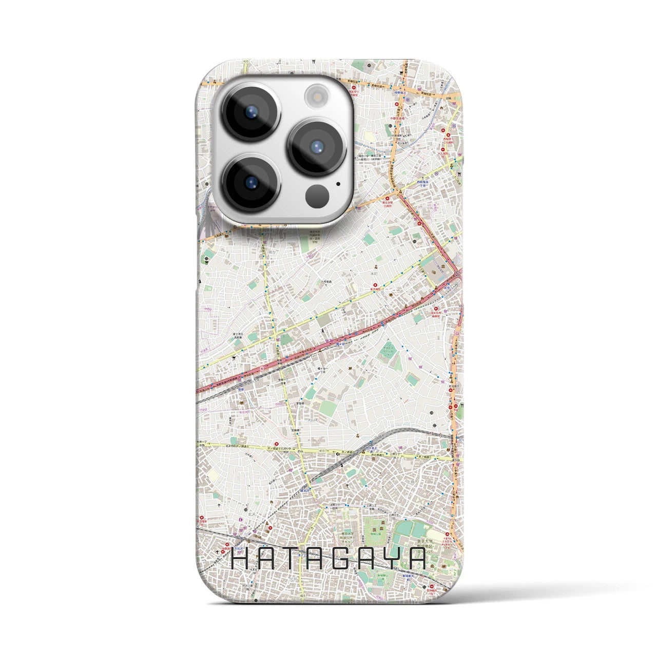 【幡ヶ谷】地図柄iPhoneケース（バックカバータイプ・ナチュラル）iPhone 14 Pro 用