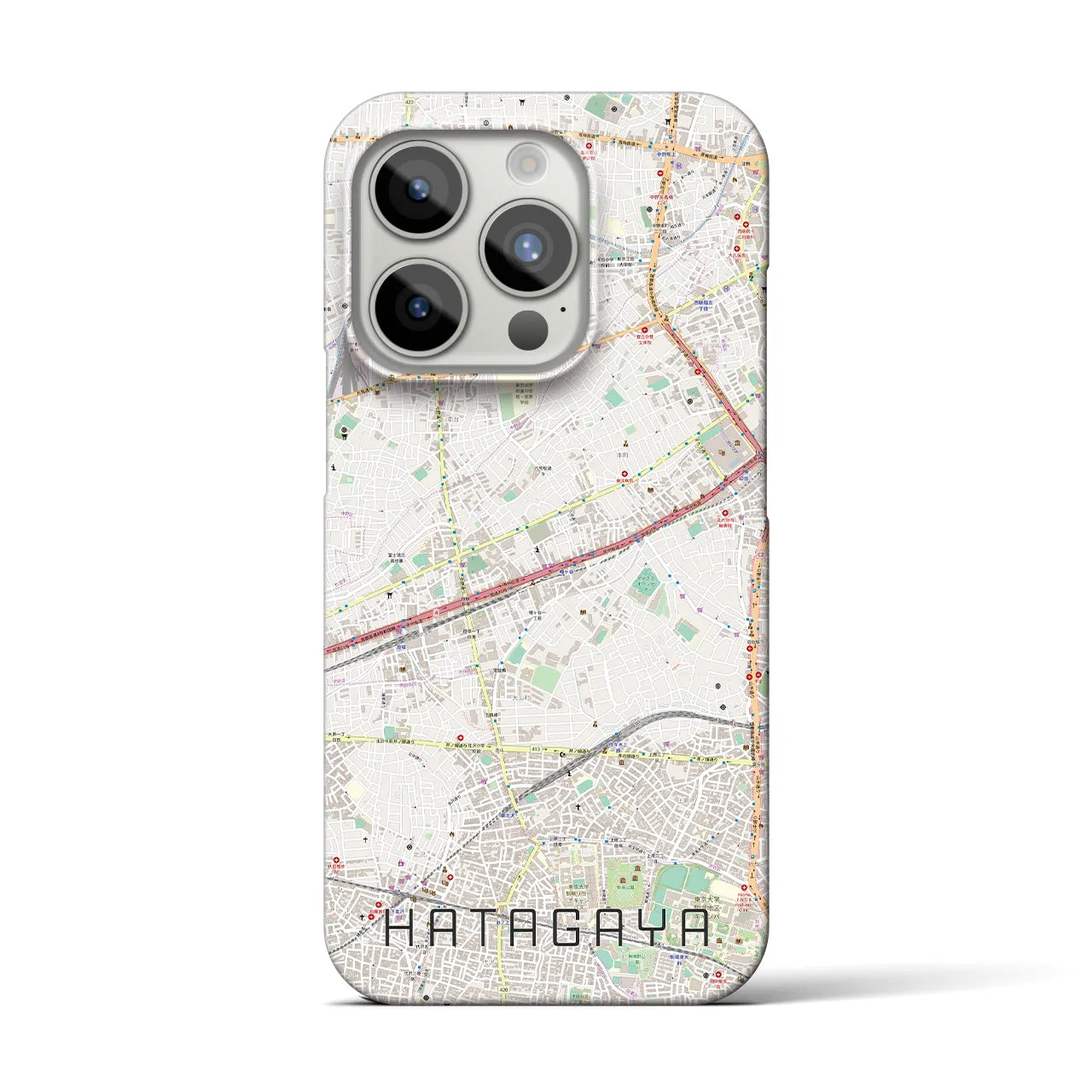 【幡ヶ谷】地図柄iPhoneケース（バックカバータイプ・ナチュラル）iPhone 15 Pro 用