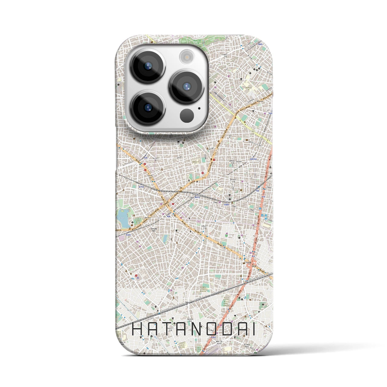 【旗の台】地図柄iPhoneケース（バックカバータイプ・ナチュラル）iPhone 14 Pro 用