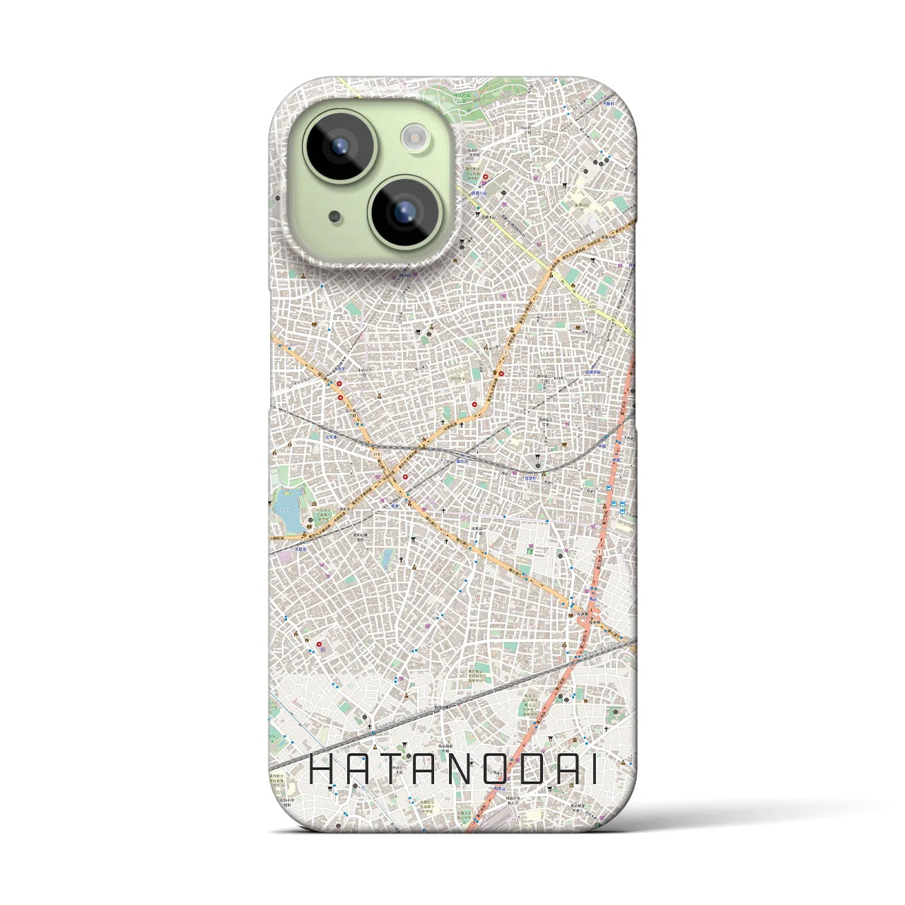 【旗の台】地図柄iPhoneケース（バックカバータイプ・ナチュラル）iPhone 15 用
