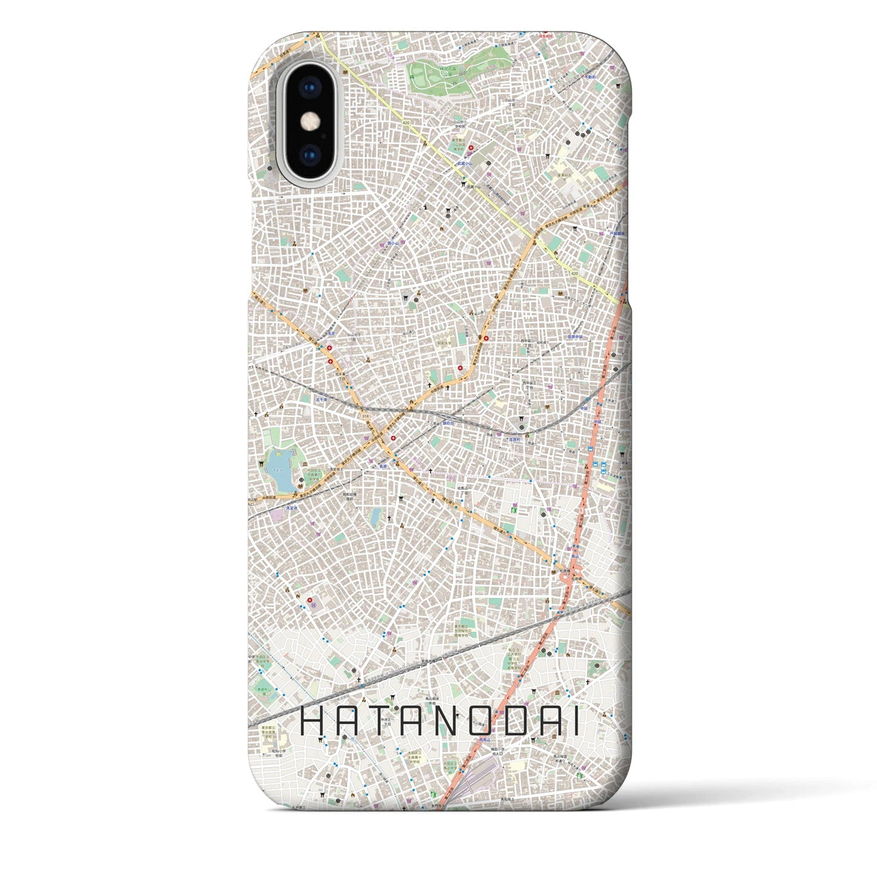 【旗の台】地図柄iPhoneケース（バックカバータイプ・ナチュラル）iPhone XS Max 用