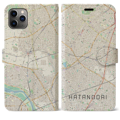 【旗の台（東京都）】地図柄iPhoneケース（手帳タイプ）ナチュラル・iPhone 11 Pro Max 用
