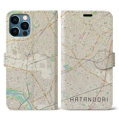 【旗の台（東京都）】地図柄iPhoneケース（手帳タイプ）ナチュラル・iPhone 12 / 12 Pro 用