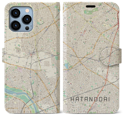 【旗の台（東京都）】地図柄iPhoneケース（手帳タイプ）ナチュラル・iPhone 13 Pro Max 用