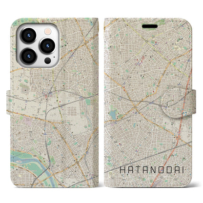 【旗の台（東京都）】地図柄iPhoneケース（手帳タイプ）ナチュラル・iPhone 13 Pro 用