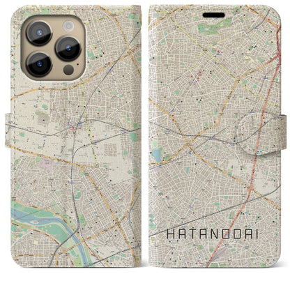 【旗の台（東京都）】地図柄iPhoneケース（手帳タイプ）ナチュラル・iPhone 14 Pro Max 用