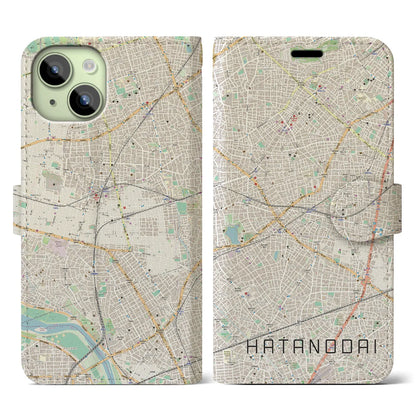【旗の台（東京都）】地図柄iPhoneケース（手帳タイプ）ナチュラル・iPhone 15 用