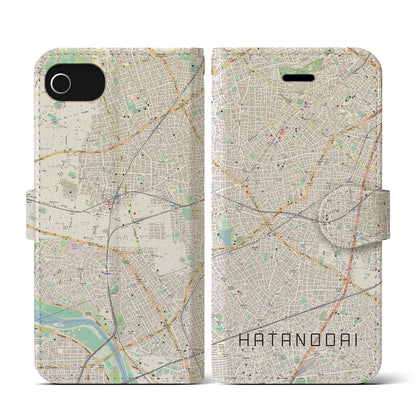 【旗の台（東京都）】地図柄iPhoneケース（手帳タイプ）ナチュラル・iPhone SE（第3 / 第2世代） / 8 / 7 / 6s / 6 用