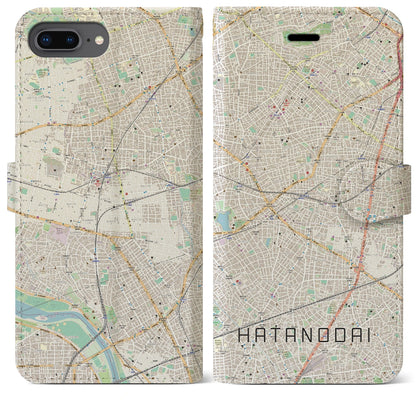 【旗の台（東京都）】地図柄iPhoneケース（手帳タイプ）ナチュラル・iPhone 8Plus /7Plus / 6sPlus / 6Plus 用